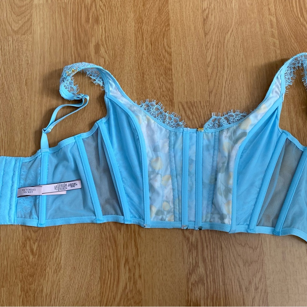 Victoria’s Secret Lace Corset Top Small Lemon Floral Print - Picture 4 of 4